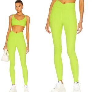 Year of Ours Ribbed Veronica Leggings in Cyber Lime size Medium